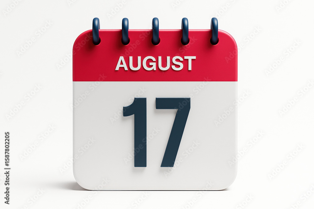 Poster calendar illustrative rendering displaying august seventeenth date reminder appointment schedule org