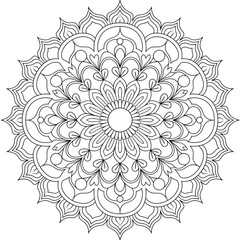 vector illustration of a floral ornament mandala flower coloring page