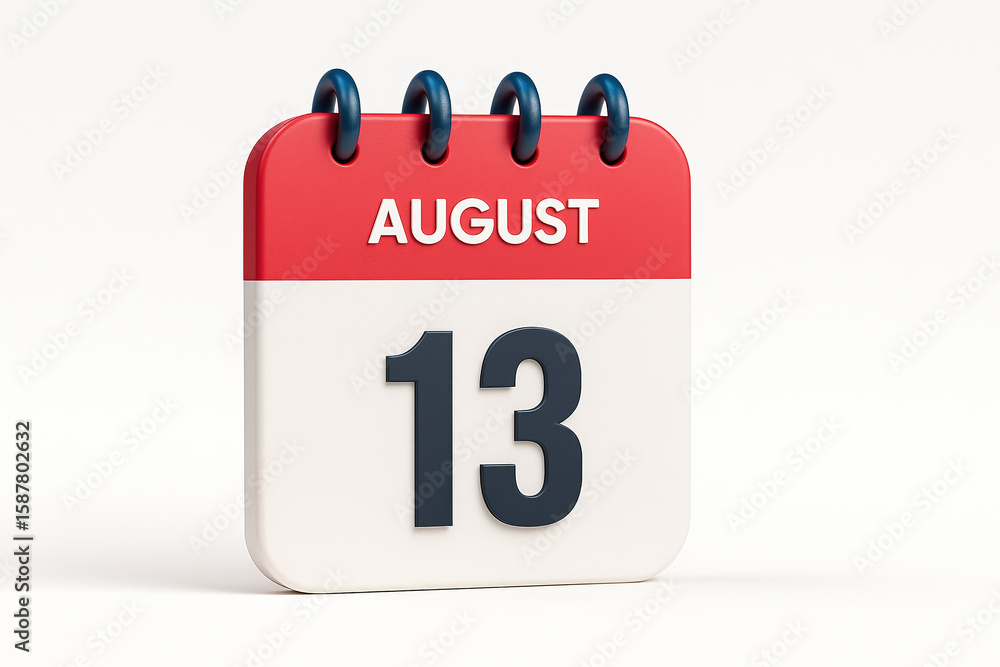 Poster calendar page displaying august 13th date reminder for schedule planning and important day notificat