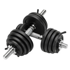 Naklejka premium Pair of Adjustable Gym Dumbbells for Weight Training Isolated Product Shot