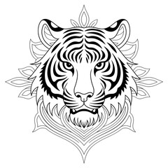 tiger head vector style coloring page 
