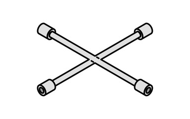 クロスレンチ、シンプルでかわいいアイソメトリックの線画アイコン