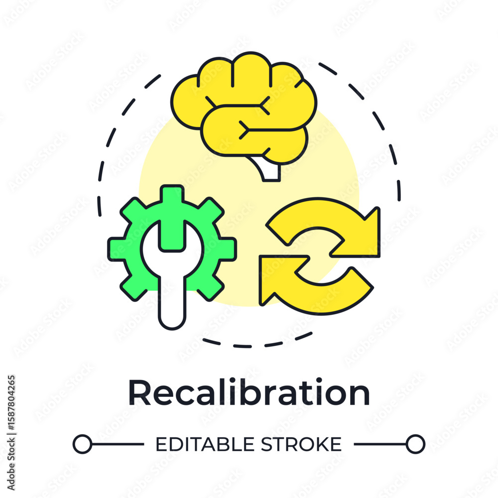 Poster recalibration multi color concept icon. reconfiguring resources. step in capacity management process