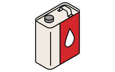 エンジンオイル（金属缶）、シンプルでかわいいアイソメトリックの線画アイコン