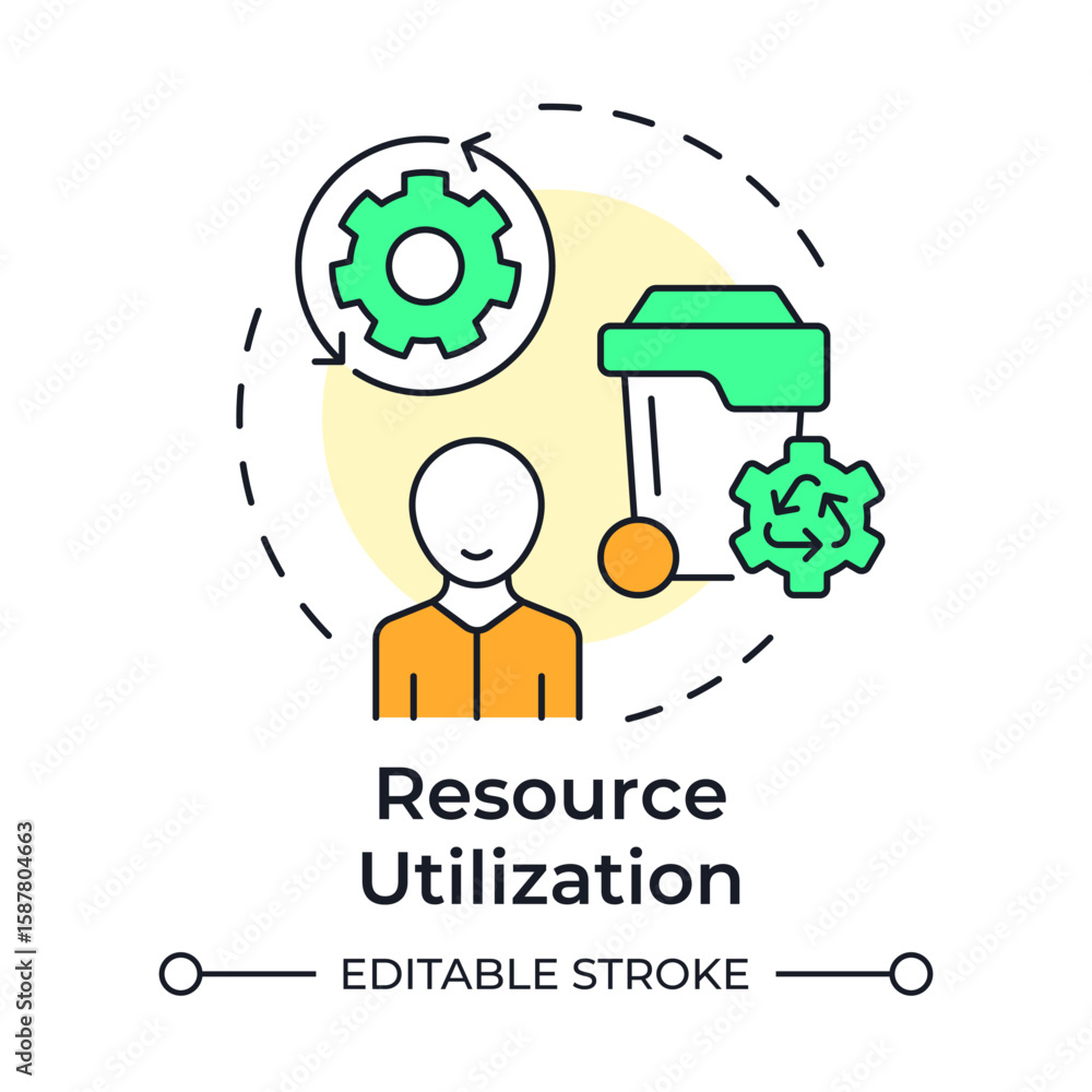 Poster resource utilization multi color concept icon. strategic efficient usage. benefit of capacity manage