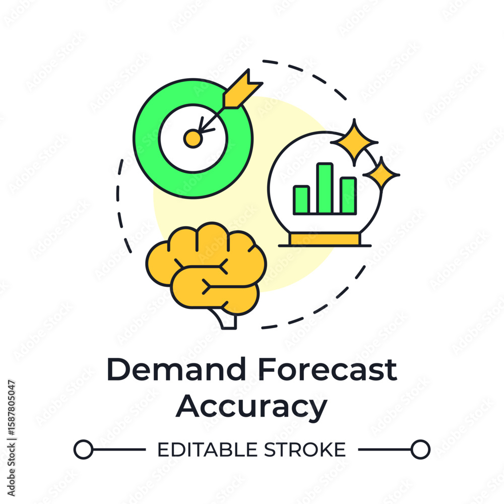 Poster demand forecast accuracy multi color concept icon. better alignment of resources. capacity managemen