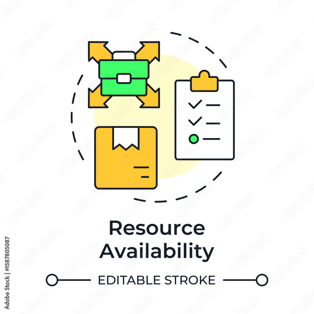 Poster resource availability multi color concept icon. company ability demand response. capacity management