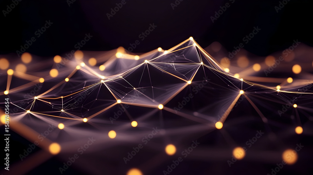 Fototapete abstractly arranged colored dots are connected by lines with sorted dots. data concept