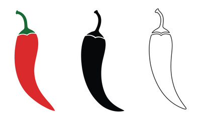 Hot chili paper icon vector, Chili Pepper Silhouette vector