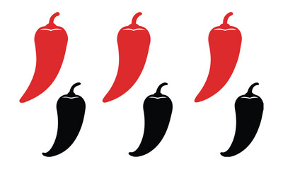 Hot chili paper icon vector set, Chili Pepper Silhouette vector