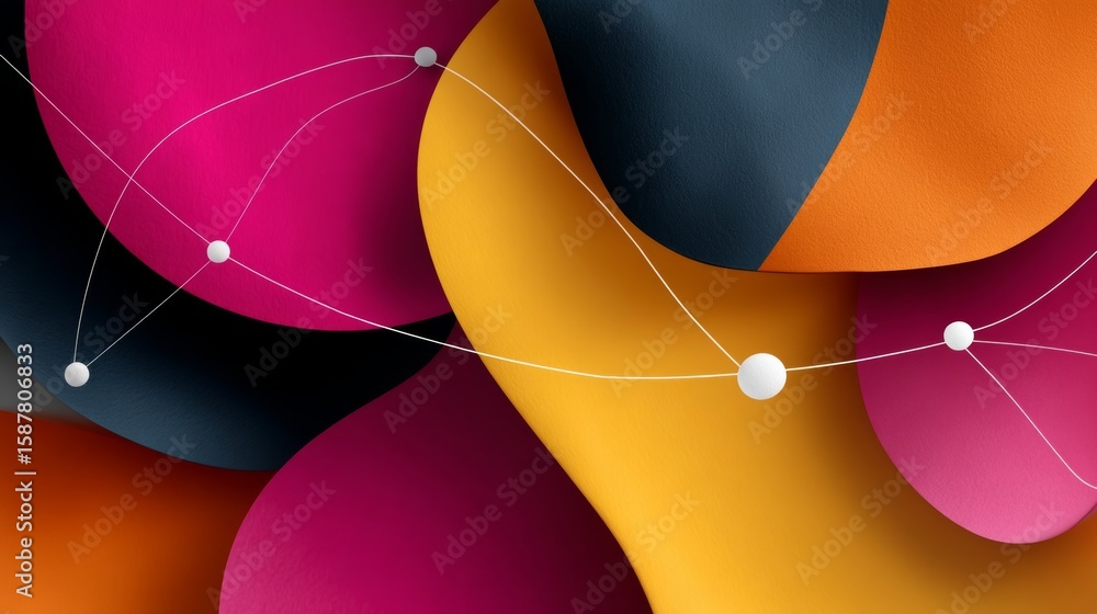 Poster colorful abstract painting with a lot of lines and dots. the painting is made up of different colors