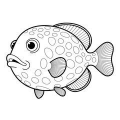Puffer fish coloring page line art