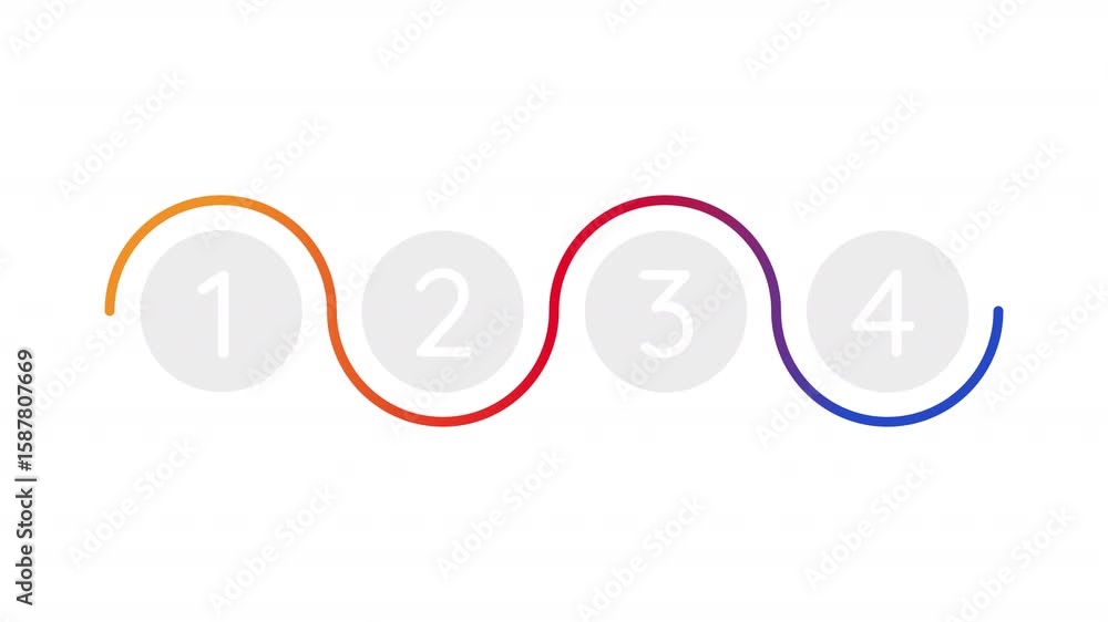 Poster scientific discovery round gradient infographic 4 steps template animation. sequence options hd vide
