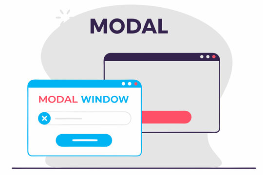 Conceptual illustration of a modal window design user interface element with modern flat design suitable for software development and application ui