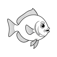 Oscar fish illustration vector style coloring page 
