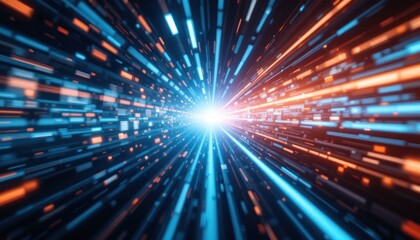 Hyperspace Tunnel: A Digital Journey Through Light and Data Streams