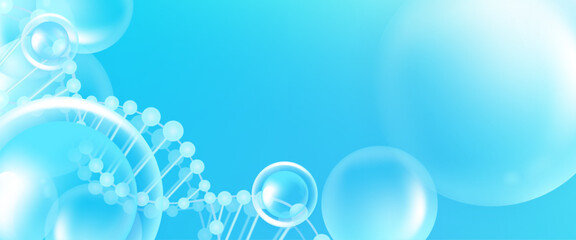 Hyaluronic acid and Niacinamide, blue collagen serum drops with cosmetic advertising background ready to use, illustration vector.