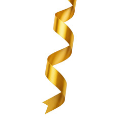 Hanging golden ribbon decoration isolated PNG with Transparent Background