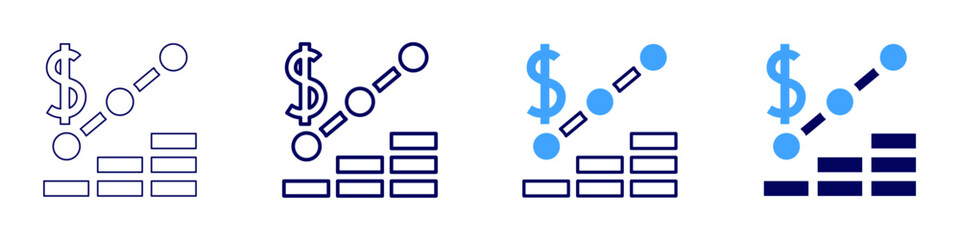 Growth accelerator icon in 4 different styles. Thin Line, Line, Bold Line, Duotone. Duotone style. Editable stroke