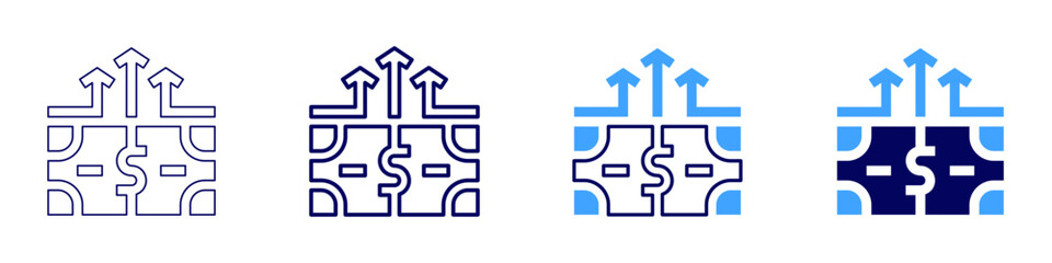 Growth leaders icon in 4 different styles. Thin Line, Line, Bold Line, Duotone. Duotone style. Editable stroke