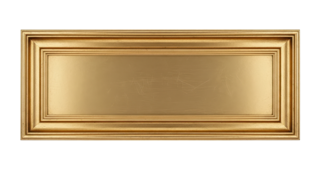Empty gold metallic nameplate isolated PNG with Transparent Background