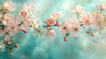 Delicate spring blossoms in soft pastel colors