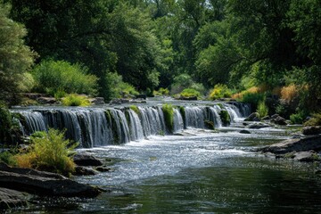 Obraz premium Cascading river through lush forest