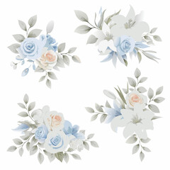 Elegant Floral Bouquets with Roses and Lilies in Pastel Colors