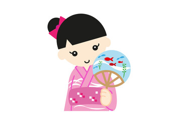 浴衣を着た女の子のイラスト