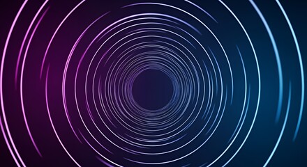 Abstract Circle Tunnel of Glowing Blue and Purple Light
