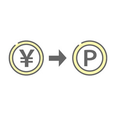 Yen to point conversion flat icon