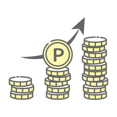 Point accumulation and growth graph icon