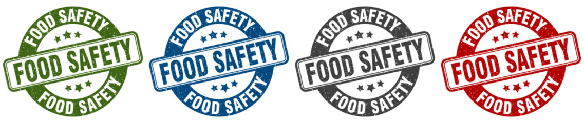 food safety stamp. food safety round stamp set isolated on white background