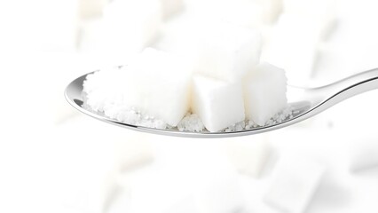 Stacked White Sugar Cubes on Spoon