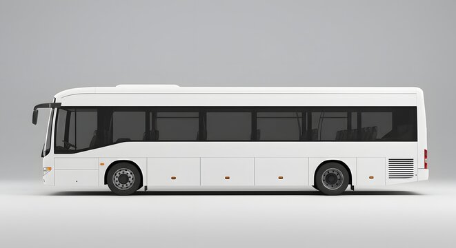 Realistic image of a modern city bus with a blank white body for mockup or advertisement placement