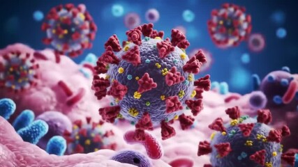 Covid-19 Virus Structure Scientific 3D Visualization Motion - Powered by Adobe