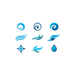  different elemental wind mark icons set