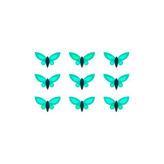  different glowing insect wing icons set 