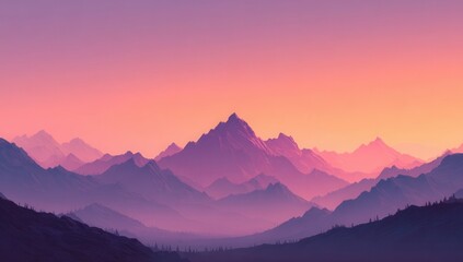 Obraz premium Sunrise hues paint a misty mountain range