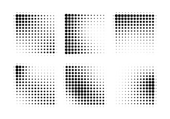 Halftone gradient. Dotted gradient, smooth dots spraying and halftones dot pop art comix pattern