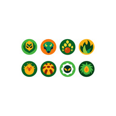  different jungle spirit orb icons set on white  