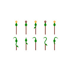  different jungle vine whip icons set on white 