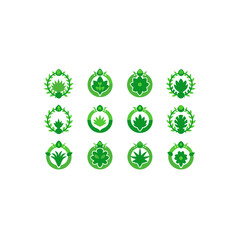  different jungle vine medallion icons set 
