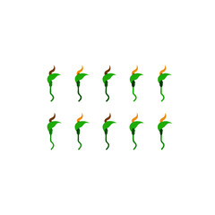  different jungle vine whip icons set on white 