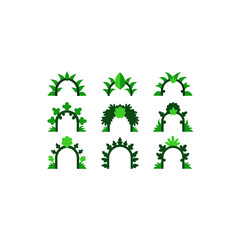 different jungle vine gate icons set on white