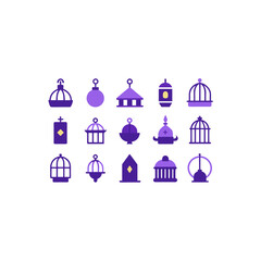  different magical cage icons set on white 