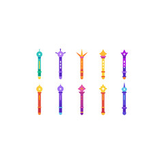 Fototapeta premium different magical echo flute icons set on white