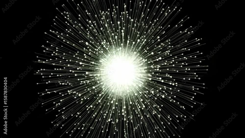Poster abstract light lines radiating from a central point against a black background