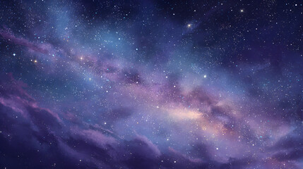 Obraz premium Beautiful fantasy starry night sky, blue and purple colorful, galaxy and aurora 4k wallpaper. cosmic watercolor illustration. Colorful space background with stars