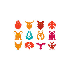 different mystic animal totem icons set 